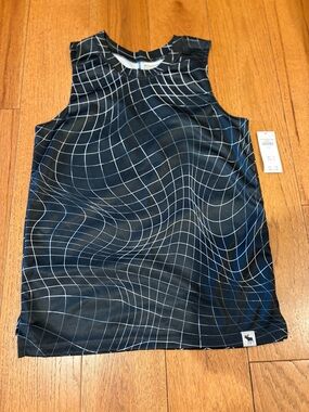 abercrombie kids Black Tank Top with White Warp Grid